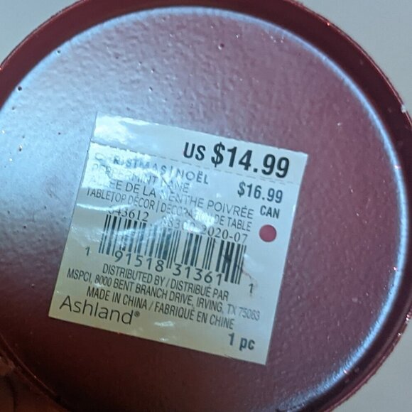 HTF Peppermint Stripe Glitter Snow Sisal Tree Michaels Xmas Mini Village Holiday - Picture 10 of 10